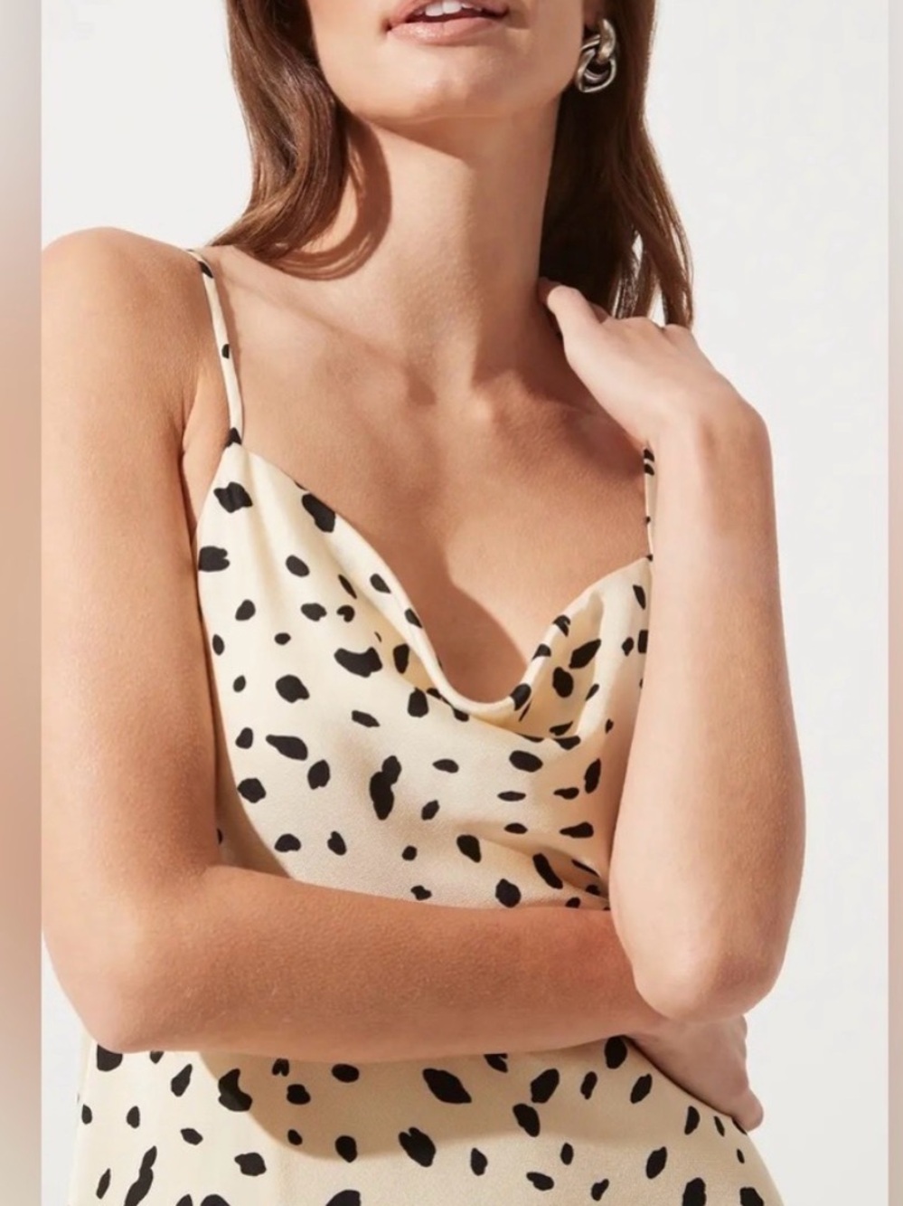 ASTR The Label Dress Size M Cowl Slip Mini Cream Animal Print
